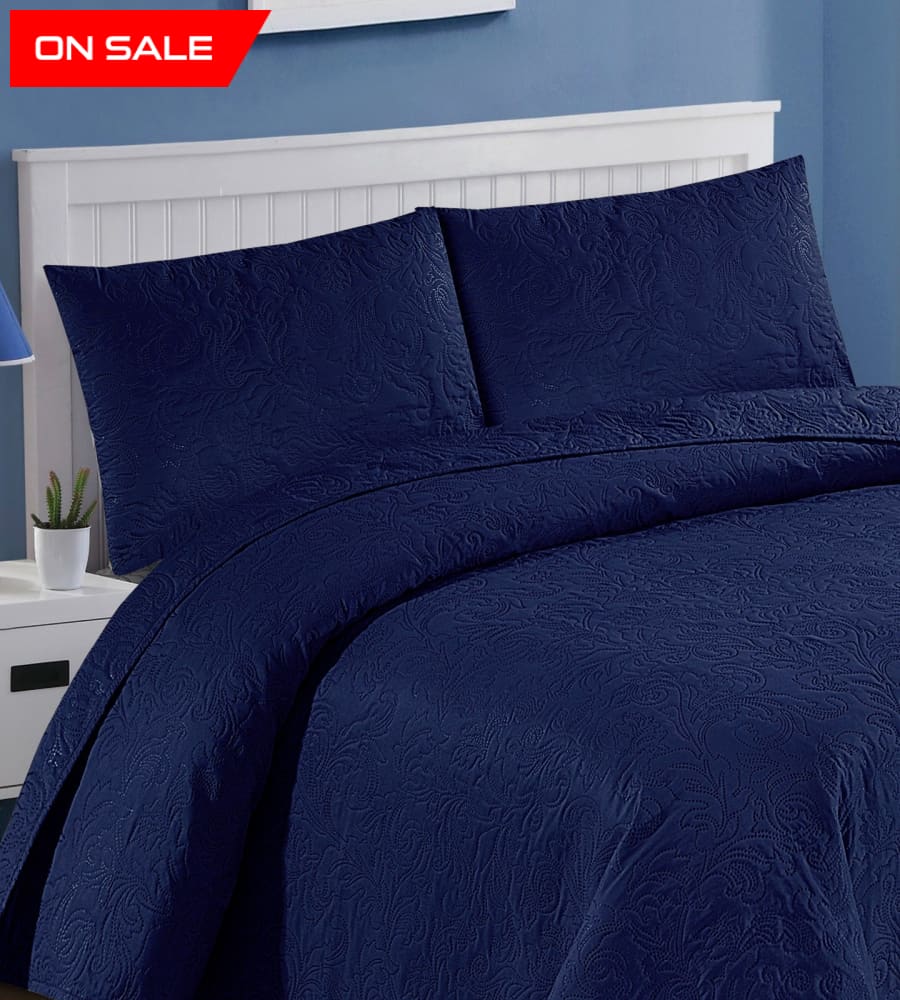 Blue Luxury - Bedspread 3Pc Quilts & Comforters