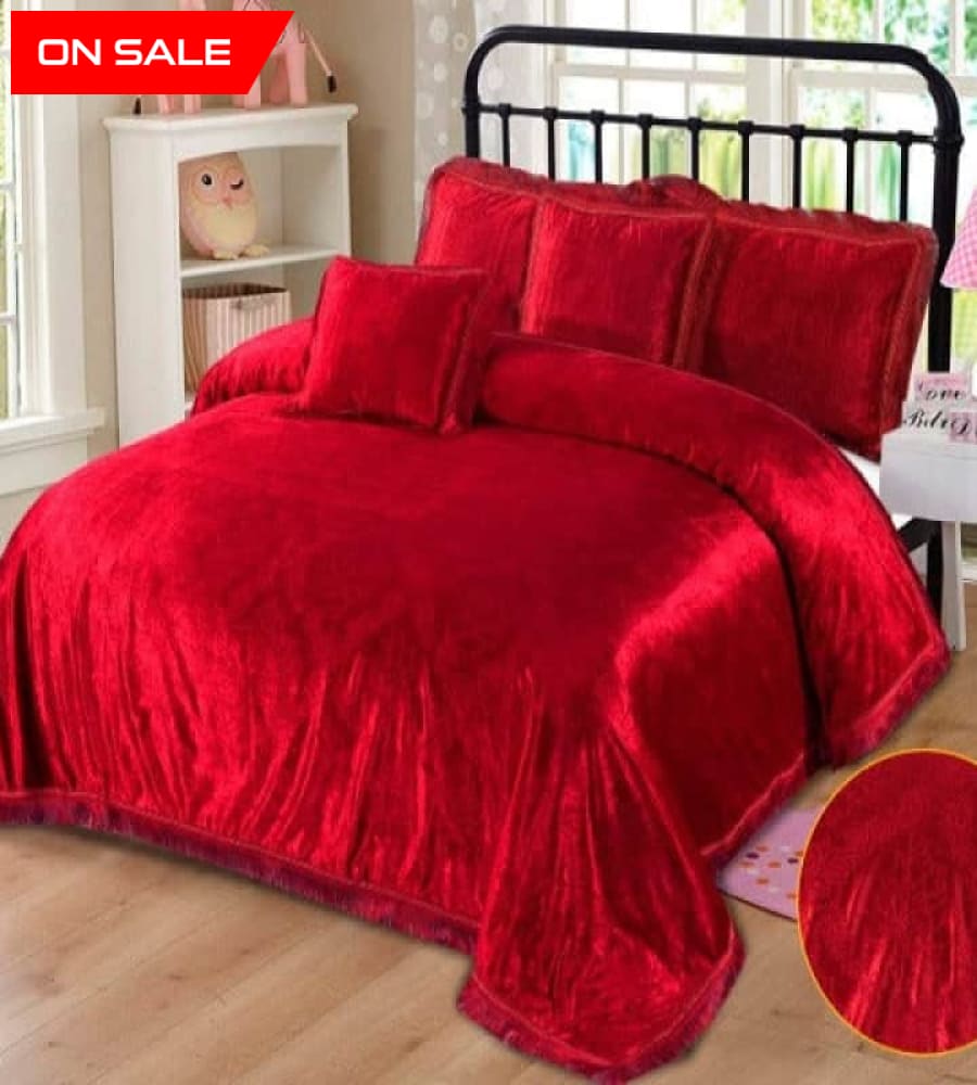 Bridal Velvet Emboss Bed Sheet Set 5 Pcs Design H16 Sheets