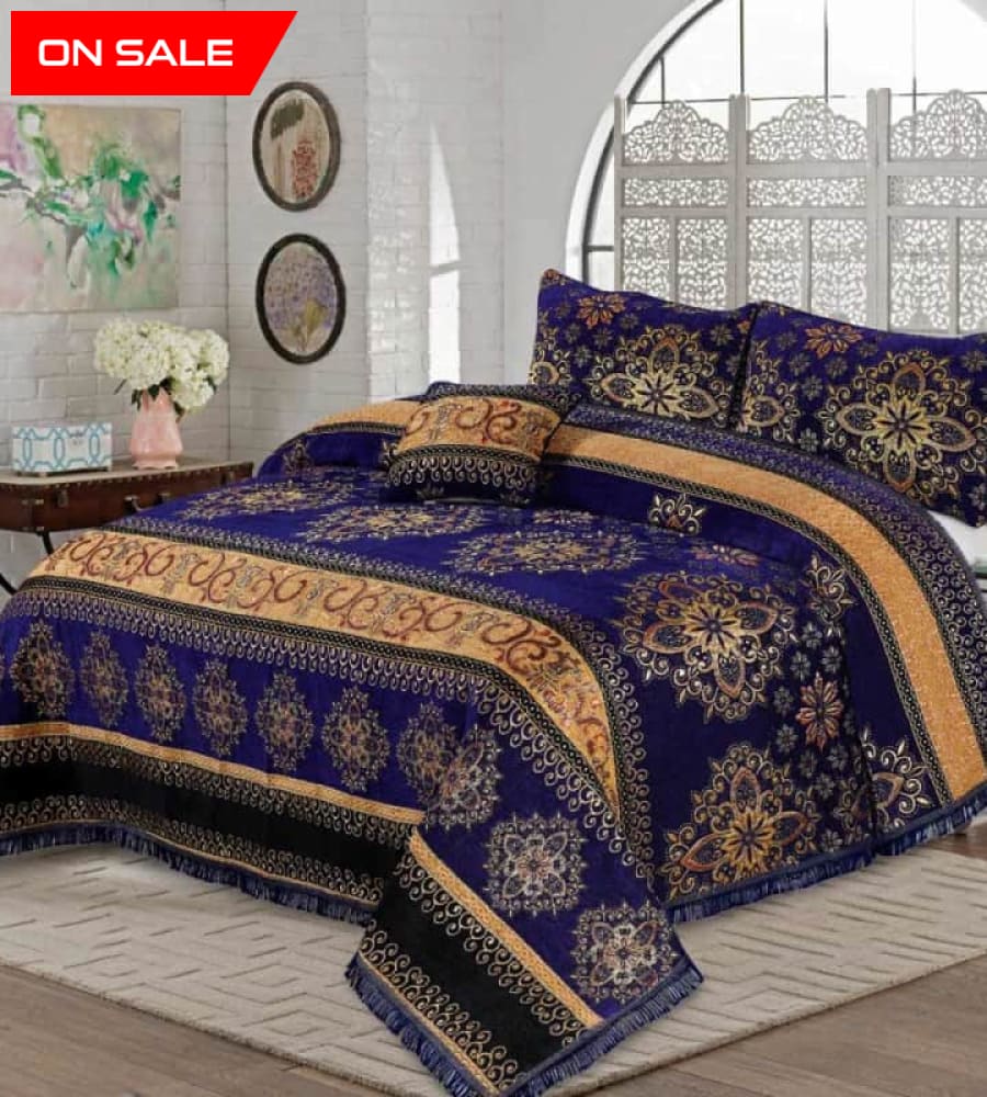 Bridal Velvet Jaccard Bed Sheet Set 4 Pcs Design Ak04 Sheets