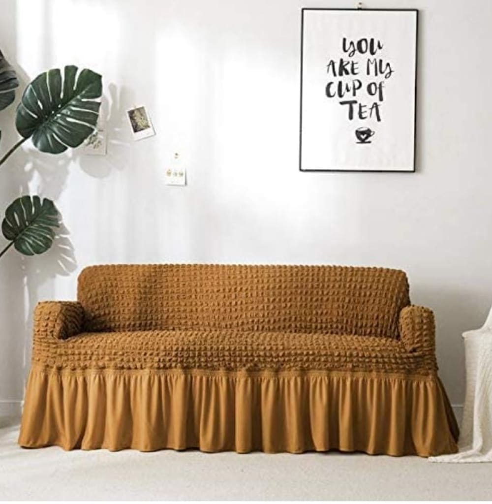 Bubble Mesh Quilted Sofa Cover﹙Mustard ﹚ Quilts & Comforters