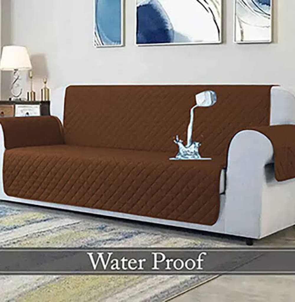 Waterproof Cotton Quilted Sofa Cover ﹙ Copper Brown ﹚ Quilts & Comforters