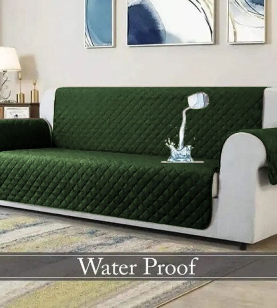 Waterproof Cotton Quilted Sofa Cover ﹙ Green ﹚ Quilts & Comforters