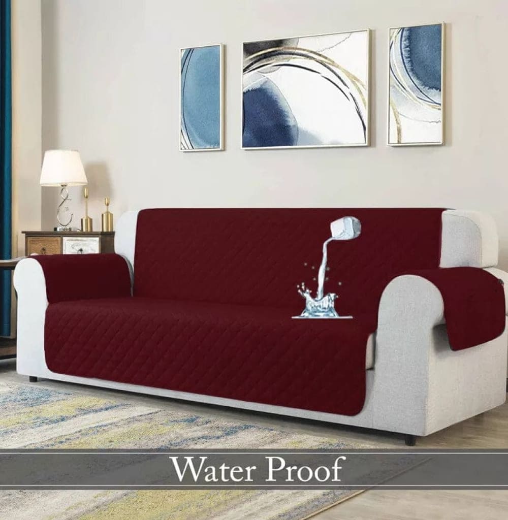 Waterproof Cotton Quilted Sofa Cover ﹙ Maroon ﹚ Quilts & Comforters