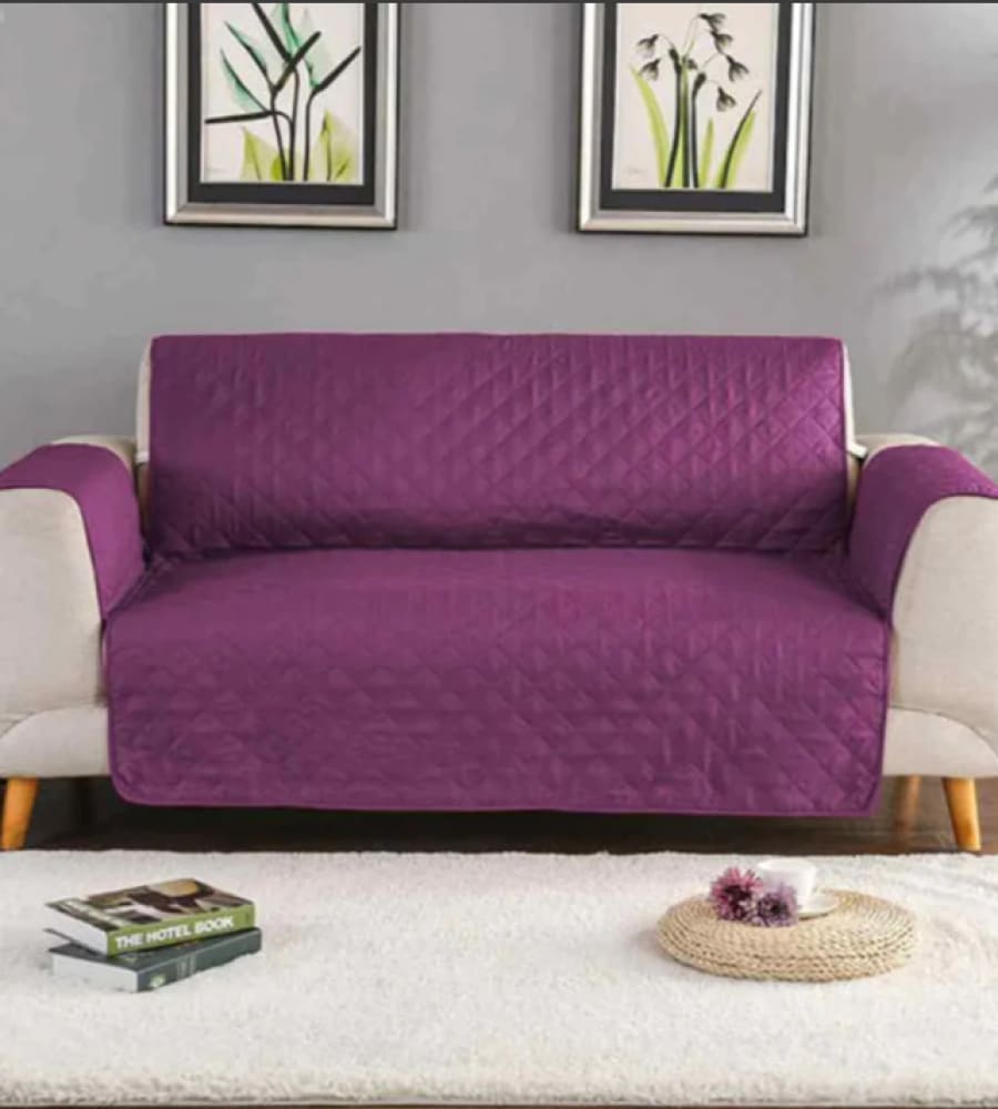 Cotton Quilted Sofa Cover ﹙ Purple ﹚ Quilts & Comforters