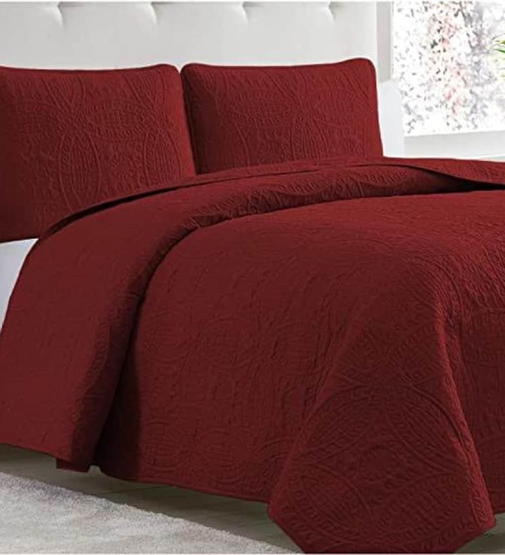 Dark Meron Bedspread Set 3 Pcs D-B01 Quilts & Comforters