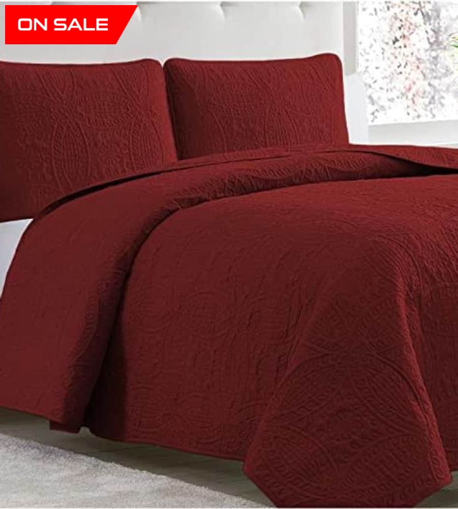 Dark Meron Bedspread Set 3 Pcs D-B01 Quilts & Comforters