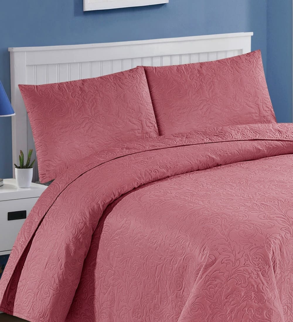 Pinkish Bedspread Set 3 Pcs D - B05 Quilts & Comforters