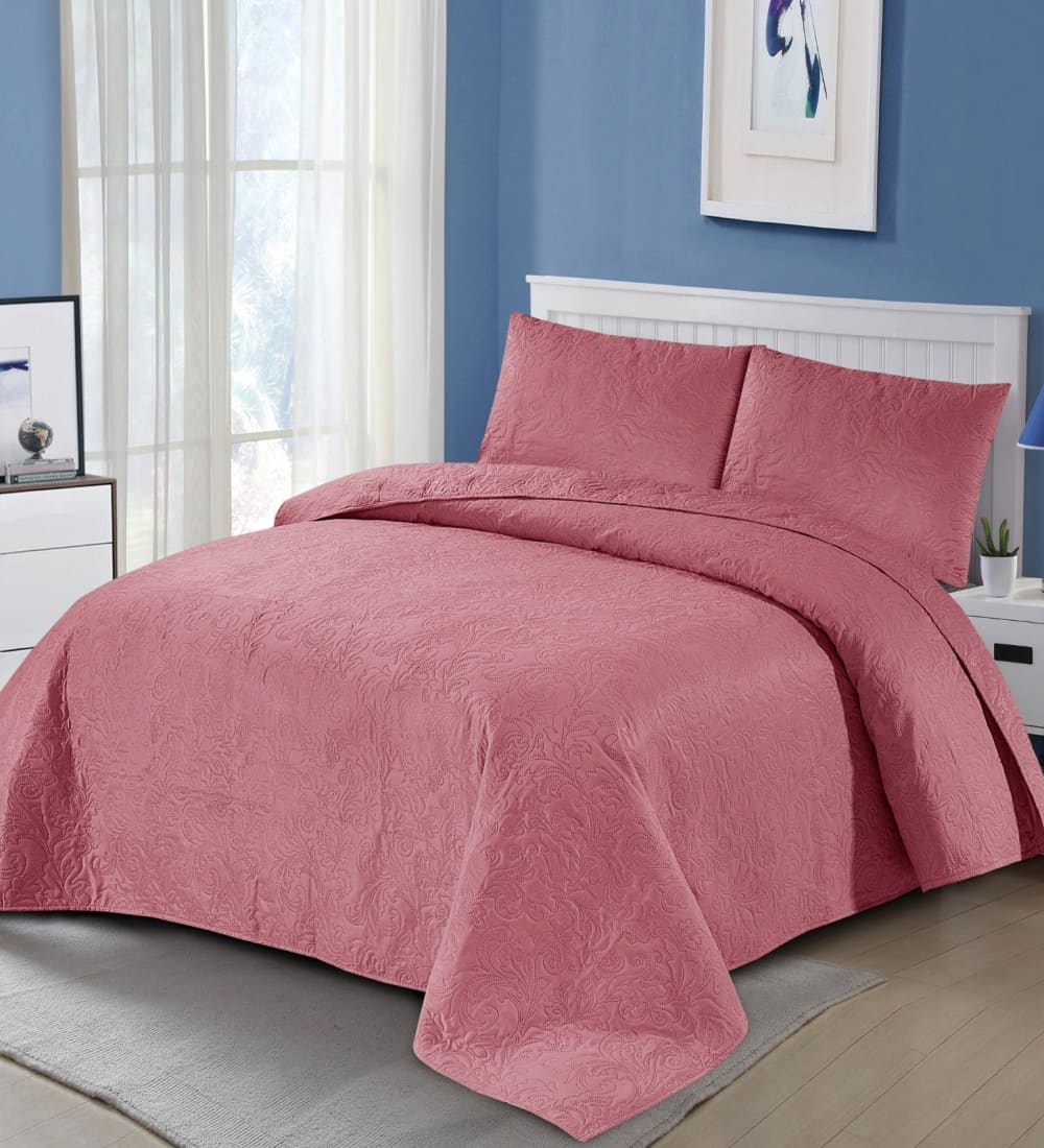 Pinkish Bedspread Set 3 Pcs D - B05 Quilts & Comforters