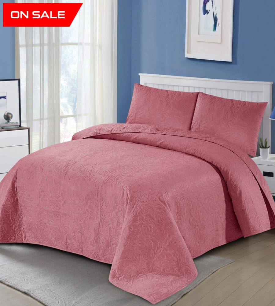 Pinkish Bedspread Set 3 Pcs D - B05 Quilts & Comforters