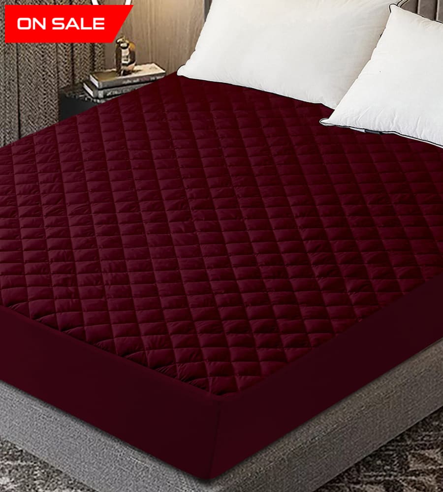 Qulited Water Proof Mattress Protector (Maroon) Bed Sheets