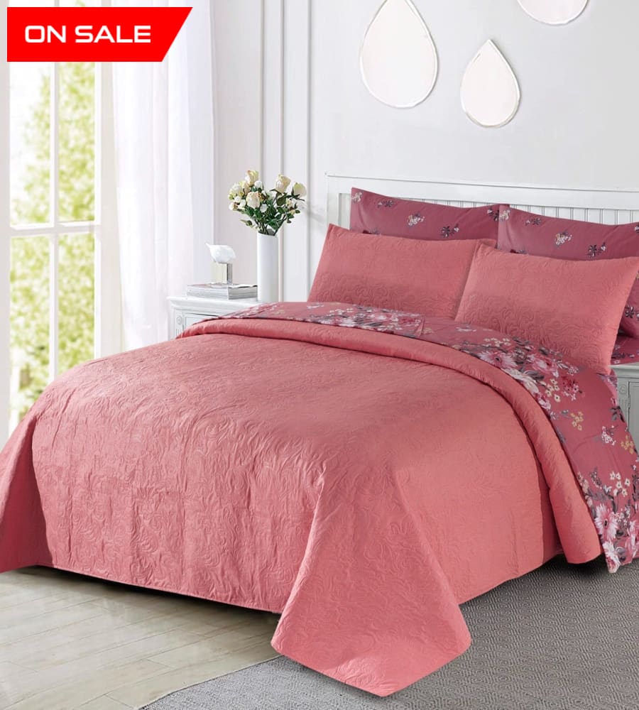 Soft Pink Combo Bedspread 6Pc Set Quilts & Comforters