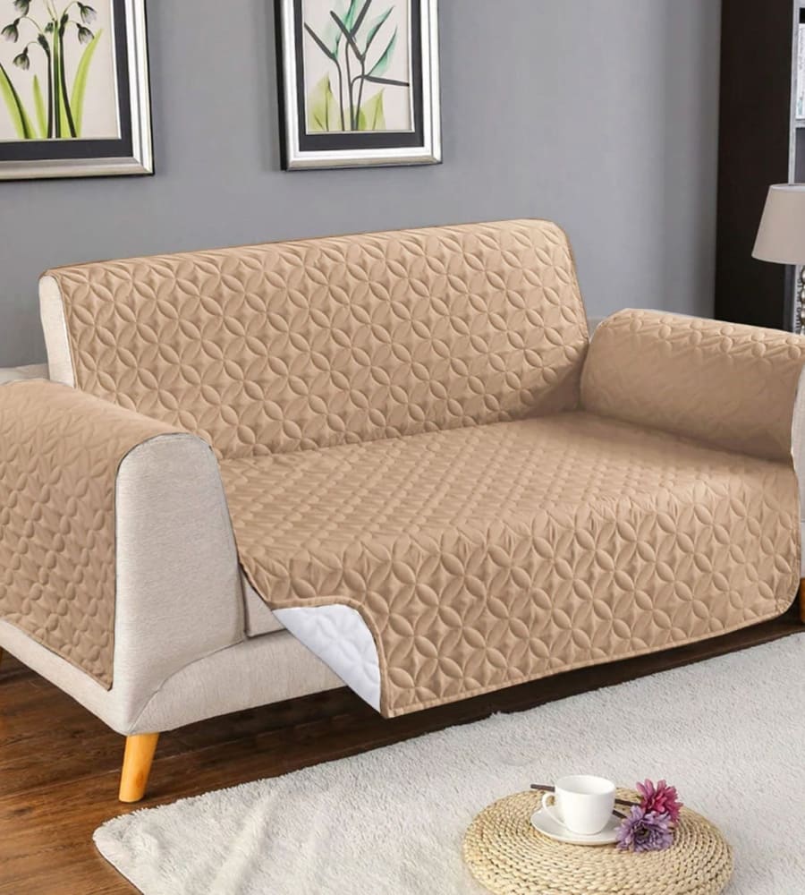 Ultrasonic Cotton Quilted Sofa Cover﹙Beige ﹚ Quilts & Comforters