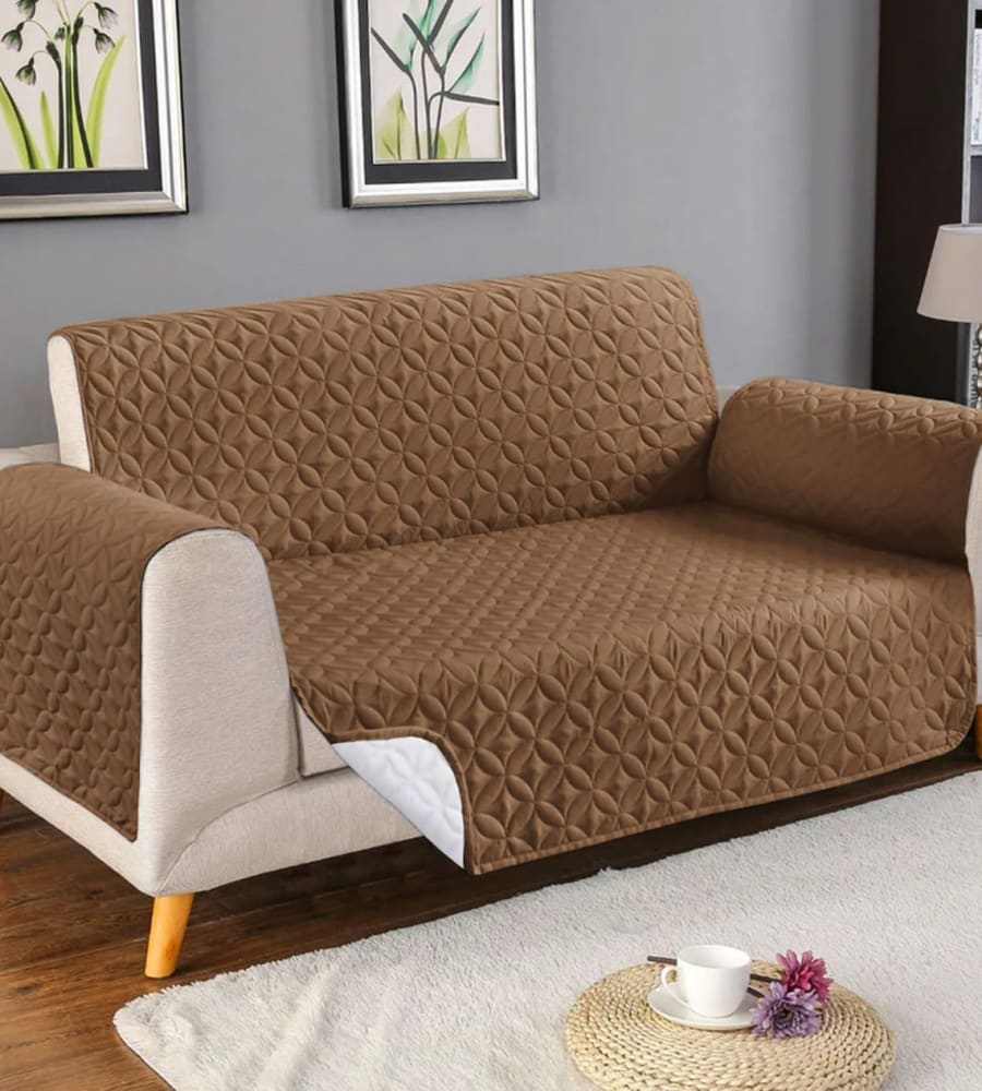 Ultrasonic Cotton Quilted Sofa Cover﹙ Light Brown ﹚ Quilts & Comforters