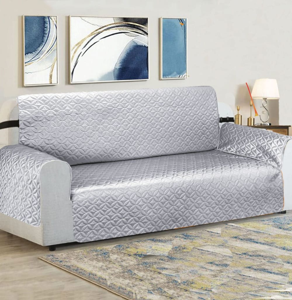 Ultrasonic Cotton Quilted Sofa Cover﹙ Silver﹚ Quilts & Comforters