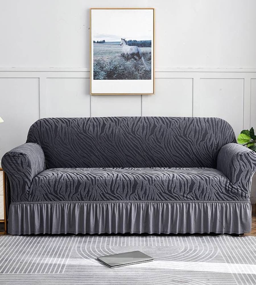 Zebra Style Velvet Sofa Cover﹙ Grey ﹚ Quilts & Comforters